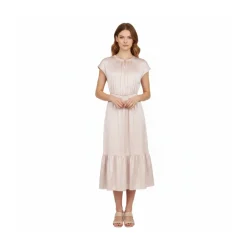 Kjoler^SAND 3176 Matt Prosie Midi Kjole Beige