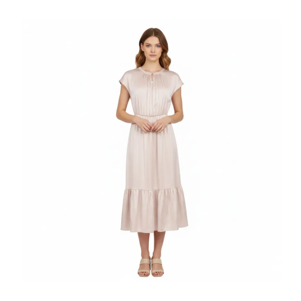 Kjoler^SAND 3176 Matt Prosie Midi Kjole Beige