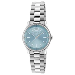 Ure^Gucci 29 mm rustfrit stålkasse, blå skive, rustfrit stålarmbånd, kvarts bevægelse Grå