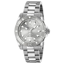 Ure<Gucci 40 mm stålkasse, hvid urskive, bezel, stålarmbånd, skruekrone og kassebag Grå