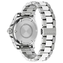 Ure<Gucci 40 mm stålkasse, hvid urskive, bezel, stålarmbånd, skruekrone og kassebag Grå