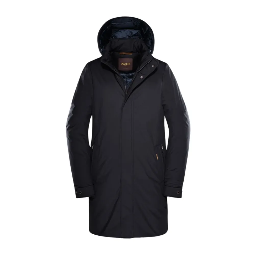 Frakker<Moorer Acqua Line Glat Frakke med Gåsedun Blå