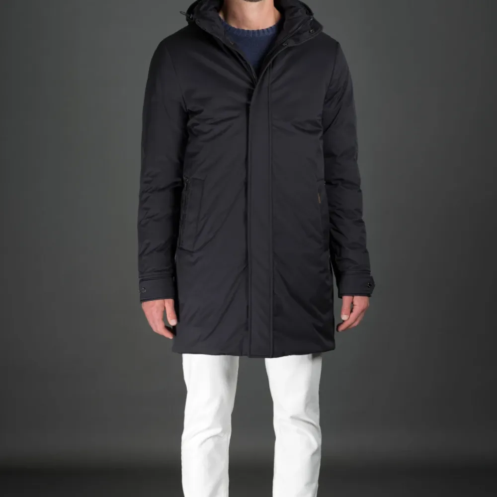 Frakker<Moorer Acqua Line Glat Frakke med Gåsedun Blå