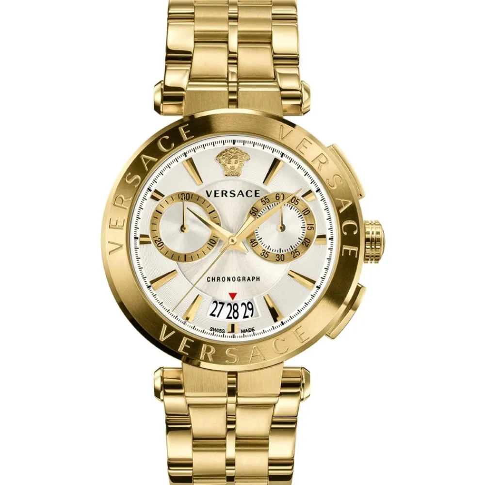 Ure<Versace Aion Chronograph d Rustfrit Stål Ur Gul