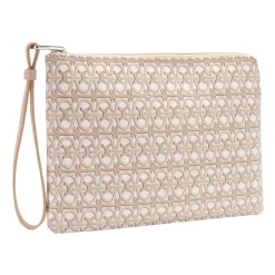 Clutch^Coccinelle Alias Coated Monogram Beige