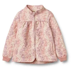 Jakker^Wheat A-line Thermo Jacket Lilac Flower Rainbow Beige