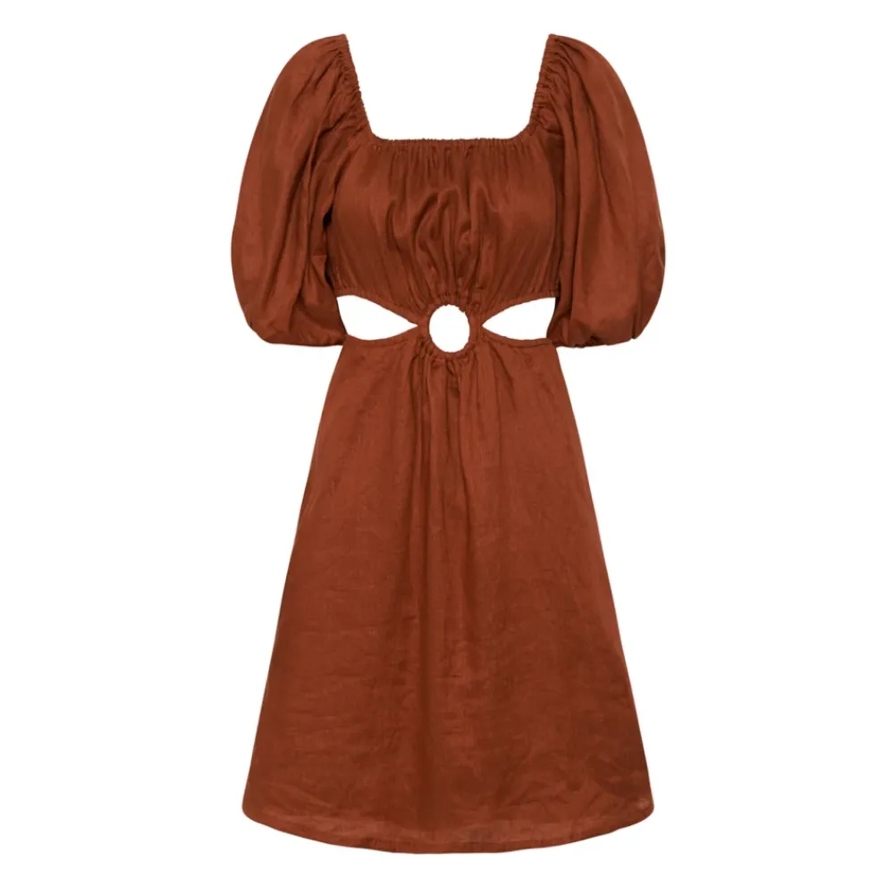 Kjoler<Faithfull the brand Almero Cut-Out Linen Mini Dress Orange