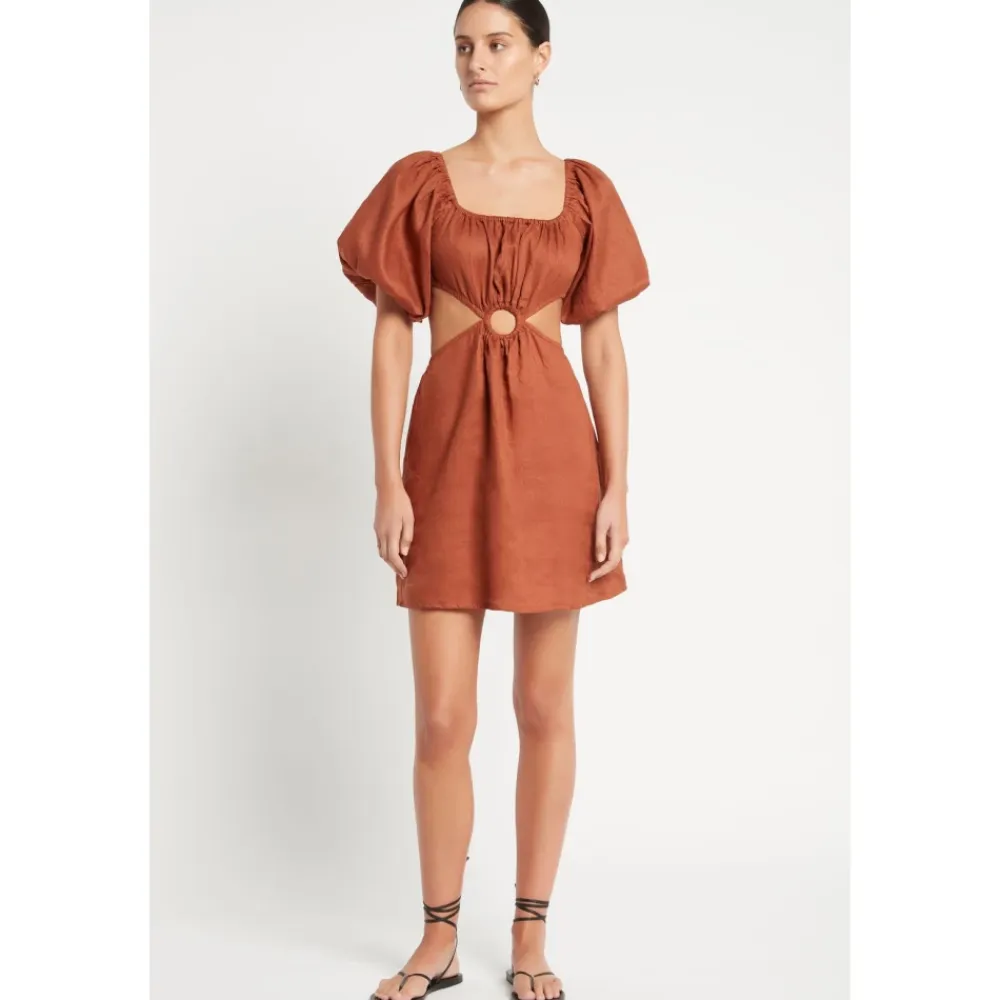 Kjoler<Faithfull the brand Almero Cut-Out Linen Mini Dress Orange