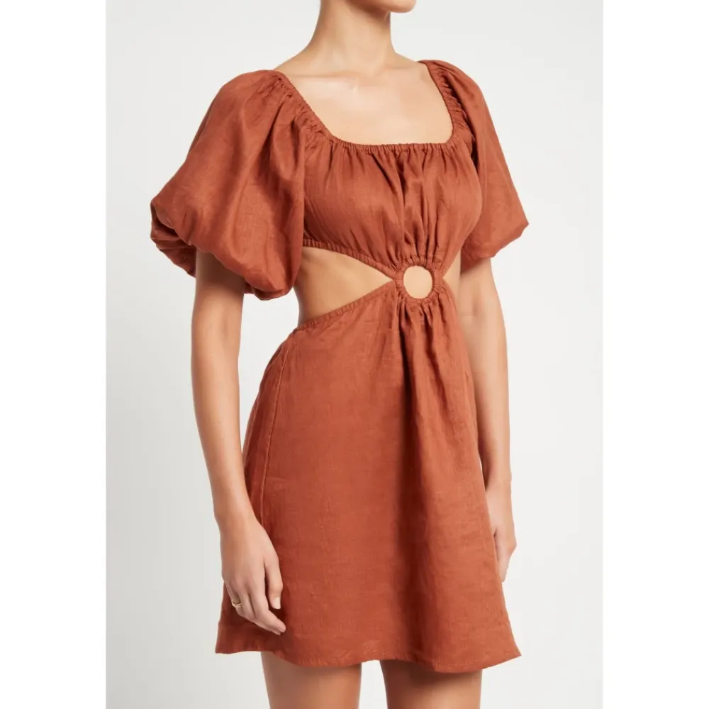 Kjoler<Faithfull the brand Almero Cut-Out Linen Mini Dress Orange