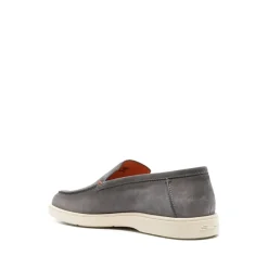 Loafers<Santoni Almond-toe Suede Loafers Grå