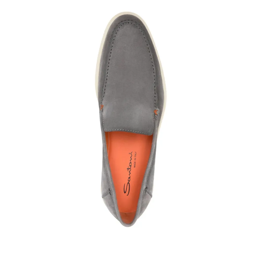 Loafers<Santoni Almond-toe Suede Loafers Grå