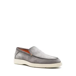 Loafers<Santoni Almond-toe Suede Loafers Grå