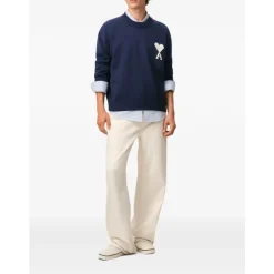 Strik^Ami Paris Ami De Coeur Crewneck Sweater Blå