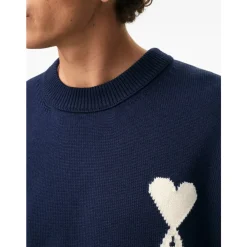 Strik^Ami Paris Ami De Coeur Crewneck Sweater Blå