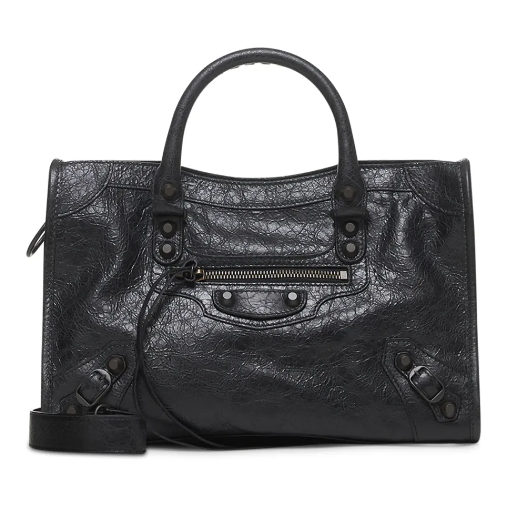 Håndtasker^Balenciaga Arena lambskin lædertaske med messing hardware Sort
