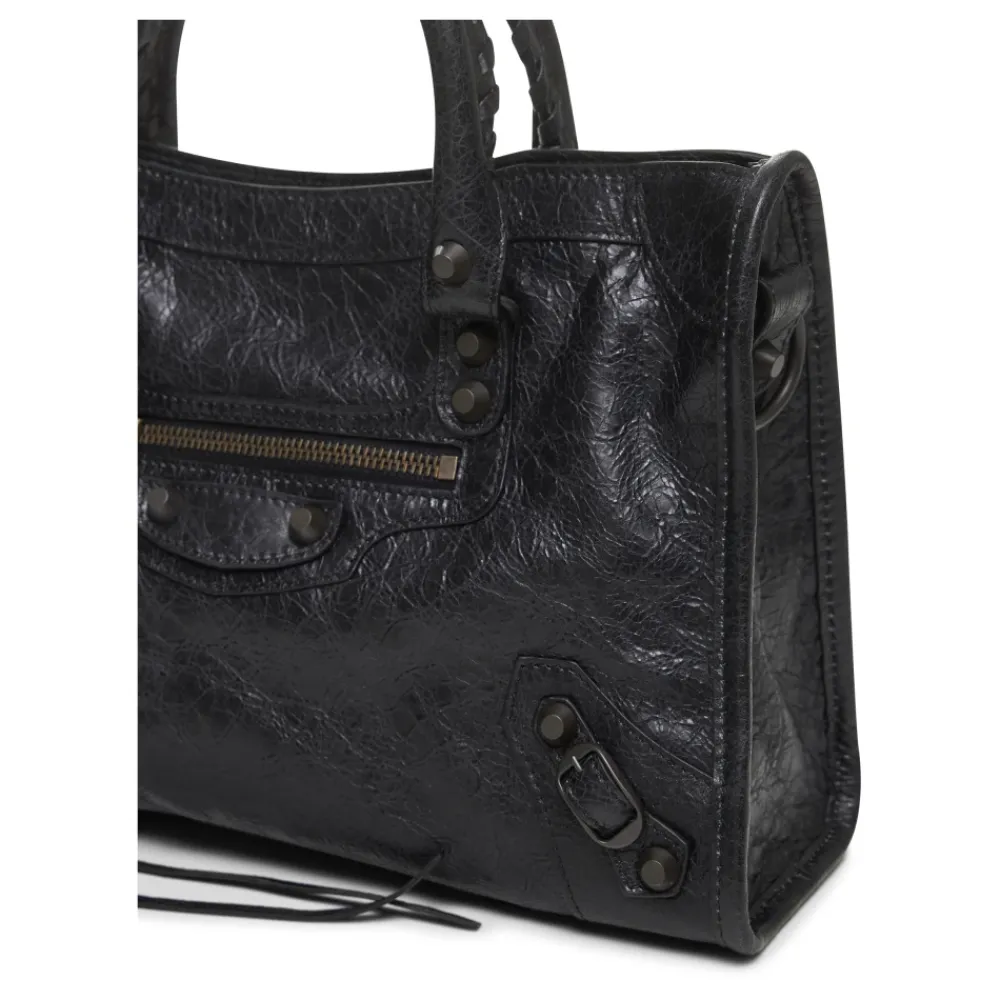 Håndtasker^Balenciaga Arena lambskin lædertaske med messing hardware Sort