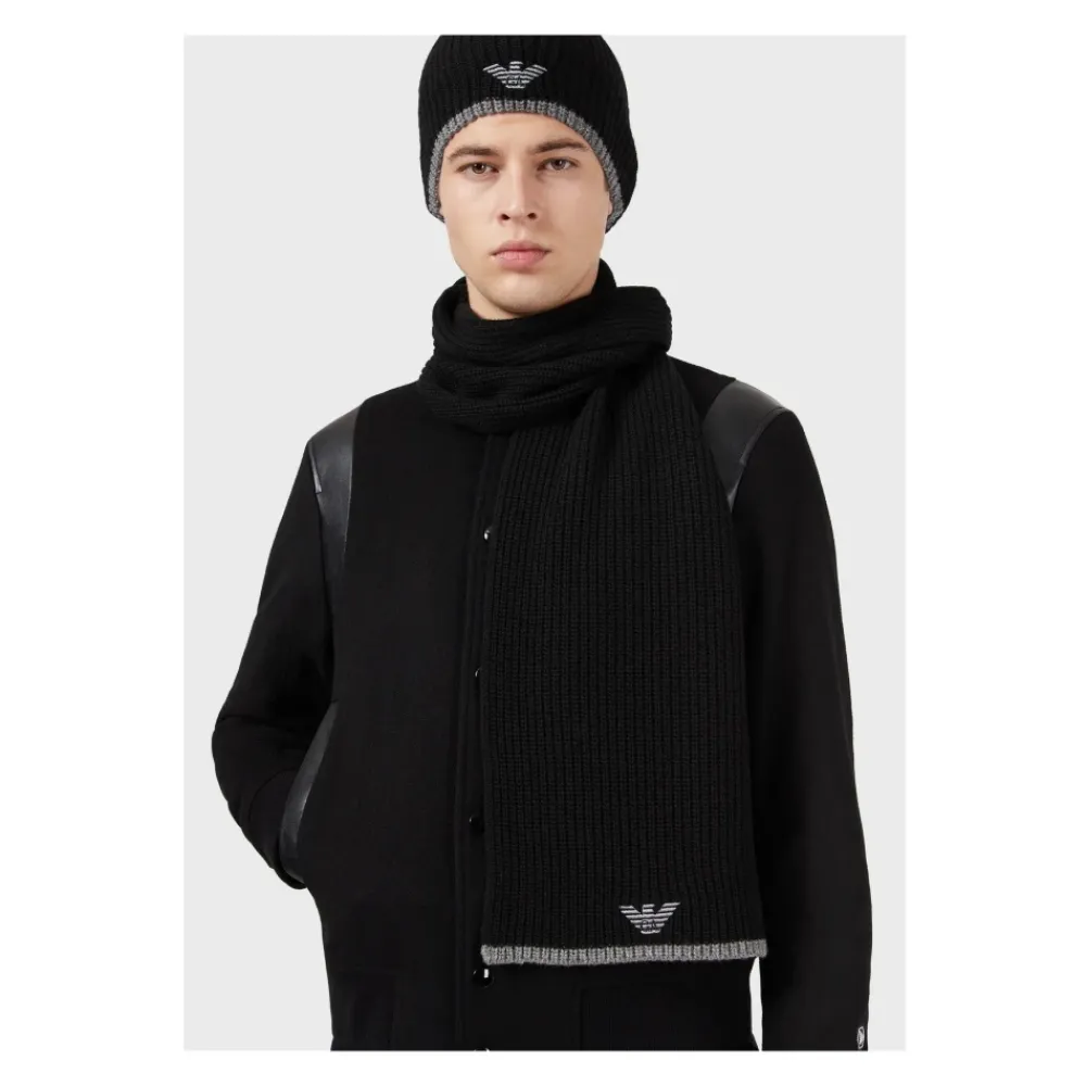 Halstørklæder Og Tørklæder^Emporio Armani Armani Hat og Tørklæde Sæt Sort