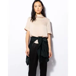 T-Shirts<Ahlvar Gallery Asymmetrisk Plisseret Silke T-shirt Beige