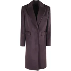 Frakker<Federica Tosi Aubergine Cashmere Overfrakke med Lommer Brun