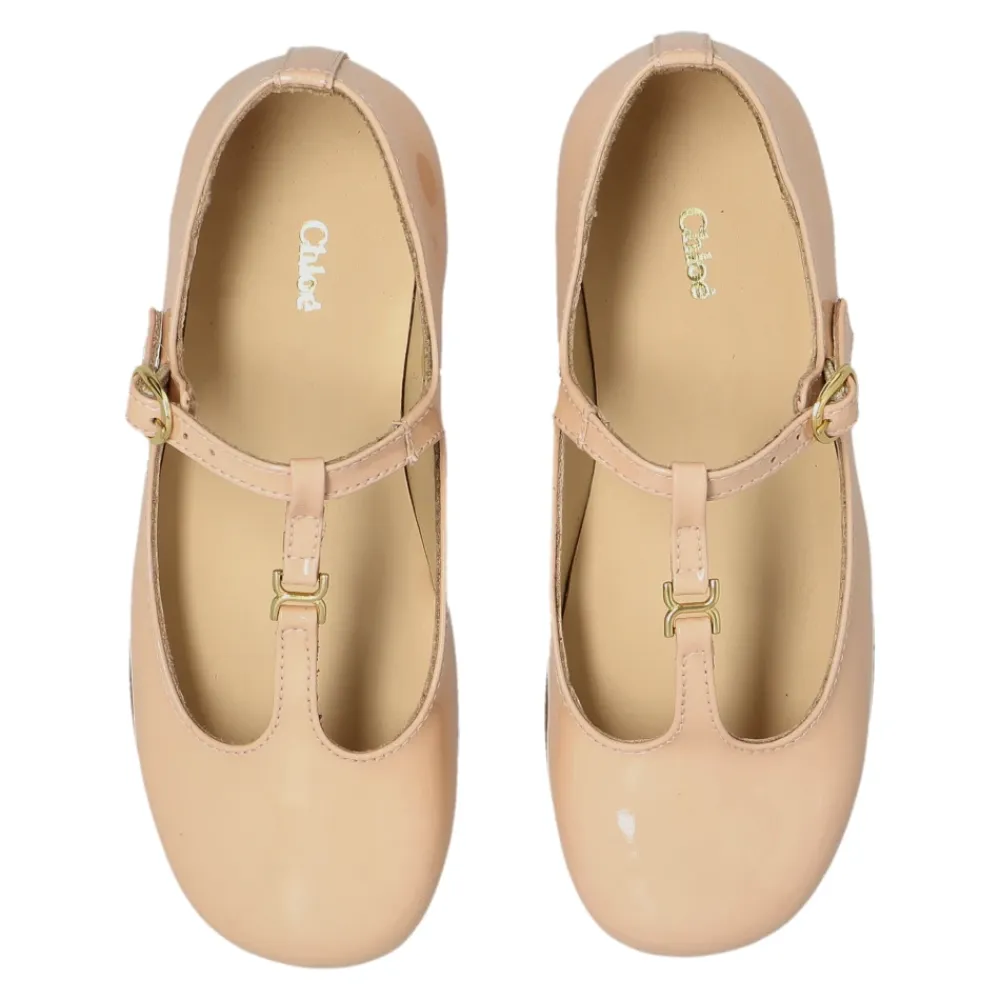 Ballerinasko^Chloé Ballerina i laklæder Beige