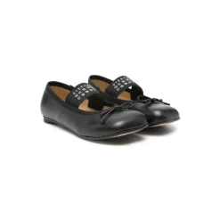 Ballerinasko<MM6 Maison Margiela Ballerina med logobånd og sløjfe Sort