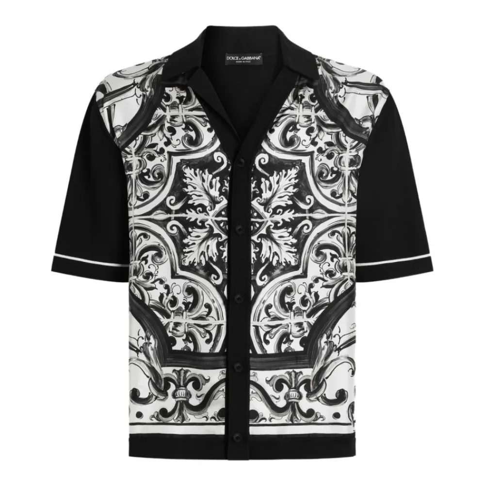 Skjorter^Dolce & Gabbana Baroque Print Camp-Collar Shirt Sort