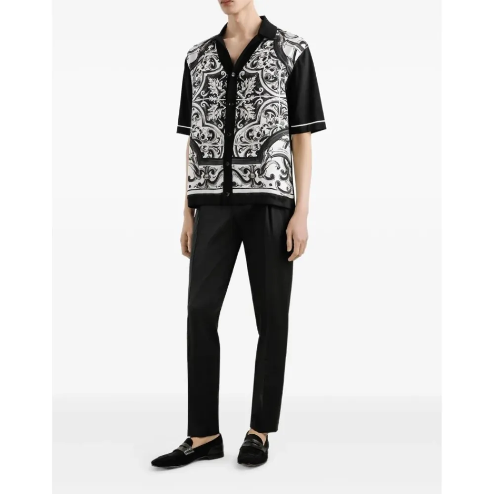 Skjorter^Dolce & Gabbana Baroque Print Camp-Collar Shirt Sort