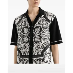 Skjorter^Dolce & Gabbana Baroque Print Camp-Collar Shirt Sort