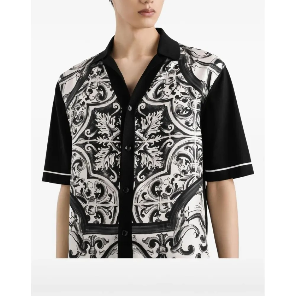 Skjorter^Dolce & Gabbana Baroque Print Camp-Collar Shirt Sort