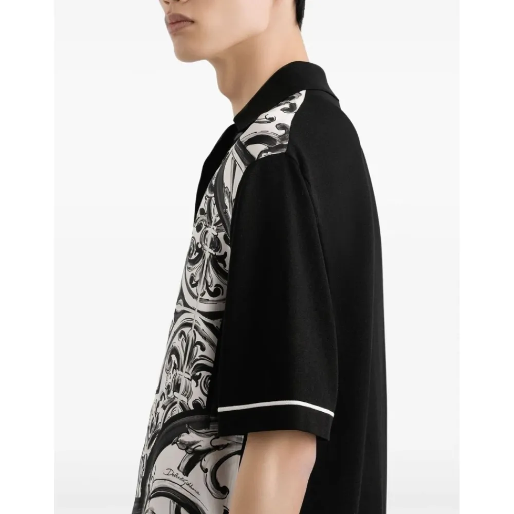 Skjorter^Dolce & Gabbana Baroque Print Camp-Collar Shirt Sort