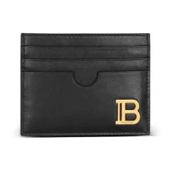 Punge & Kortholder<Balmain B-Buzz Kortholder i Glat Læder Sort