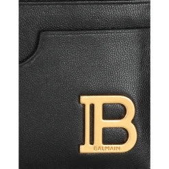 Punge & Kortholder<Balmain B-Buzz Kortholder i Glat Læder Sort