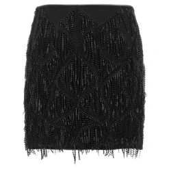 Nederdele<ROTATE Birger Christensen Beaded Fringed Skirt Sort
