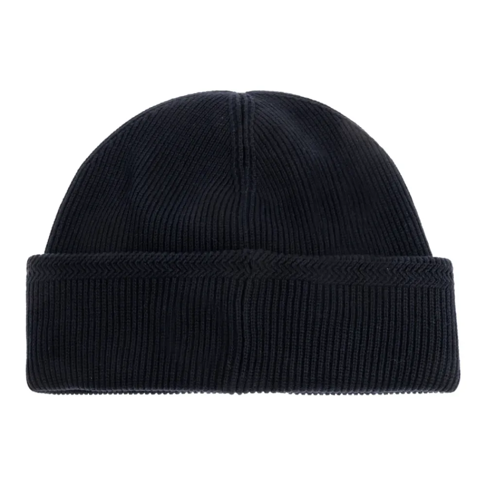 Huer, Kasketter & Hatte<Stone Island Beanie med Kompaslogo-patch Blå