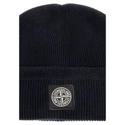 Huer, Kasketter & Hatte<Stone Island Beanie med Kompaslogo-patch Blå