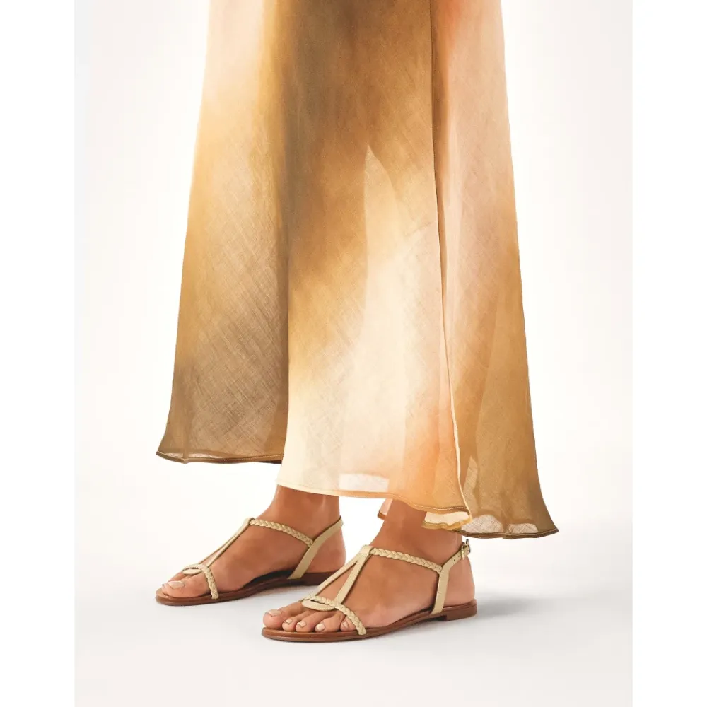 Sandaler^Kazar farvede sandaler dekoreret med flettet rem Beige
