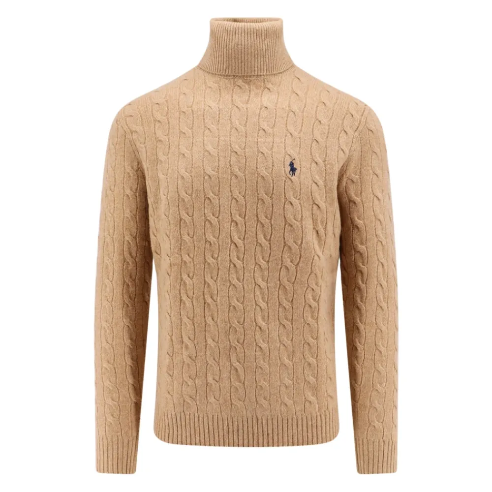 Strik<Polo Ralph Lauren Ribbed Langærmet Sweater Beige