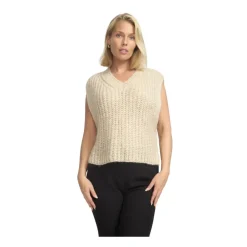 Striktrøjer & Sweatere^2-Biz Strikvest med V-hals Beige