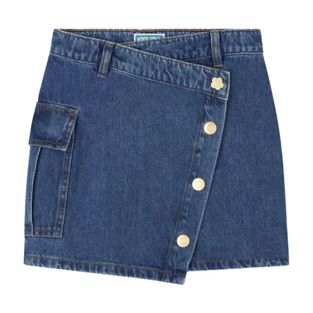 Kjoler & Nederdele<Kenzo Asymmetrisk Nederdel med Lomme Blå