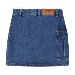 Kjoler & Nederdele<Kenzo Asymmetrisk Nederdel med Lomme Blå