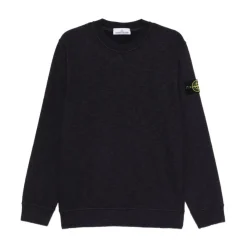 Strik^Stone Island Bomuld Crewneck Sweatshirt med Badge Blå