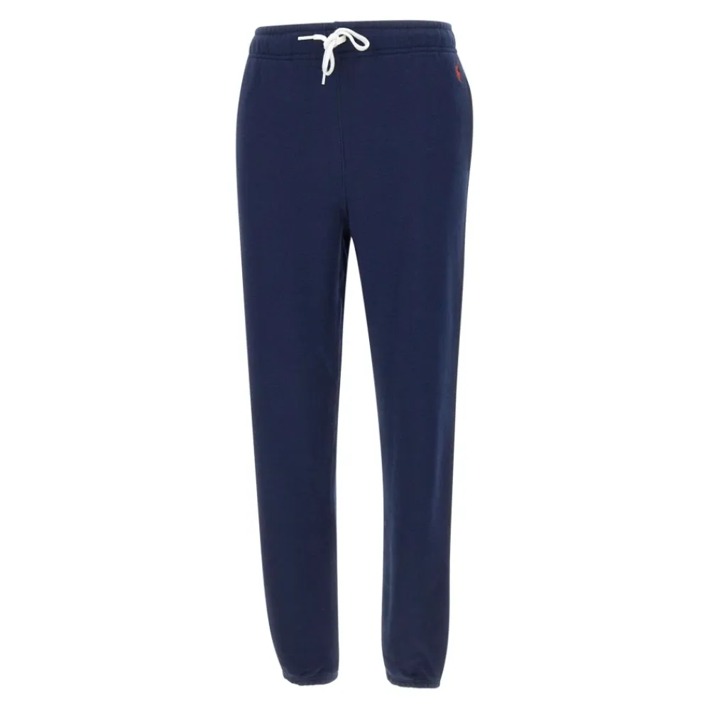 Bukser<Polo Ralph Lauren Bomuld Jogger med Rød Logo Blå