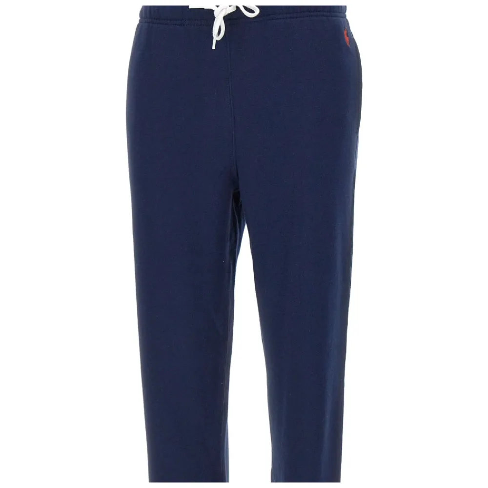 Bukser<Polo Ralph Lauren Bomuld Jogger med Rød Logo Blå