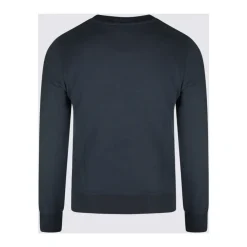 Sweatshirts<Maison Kitsuné Bomulds Sweatshirt med Broderet Logo Blå