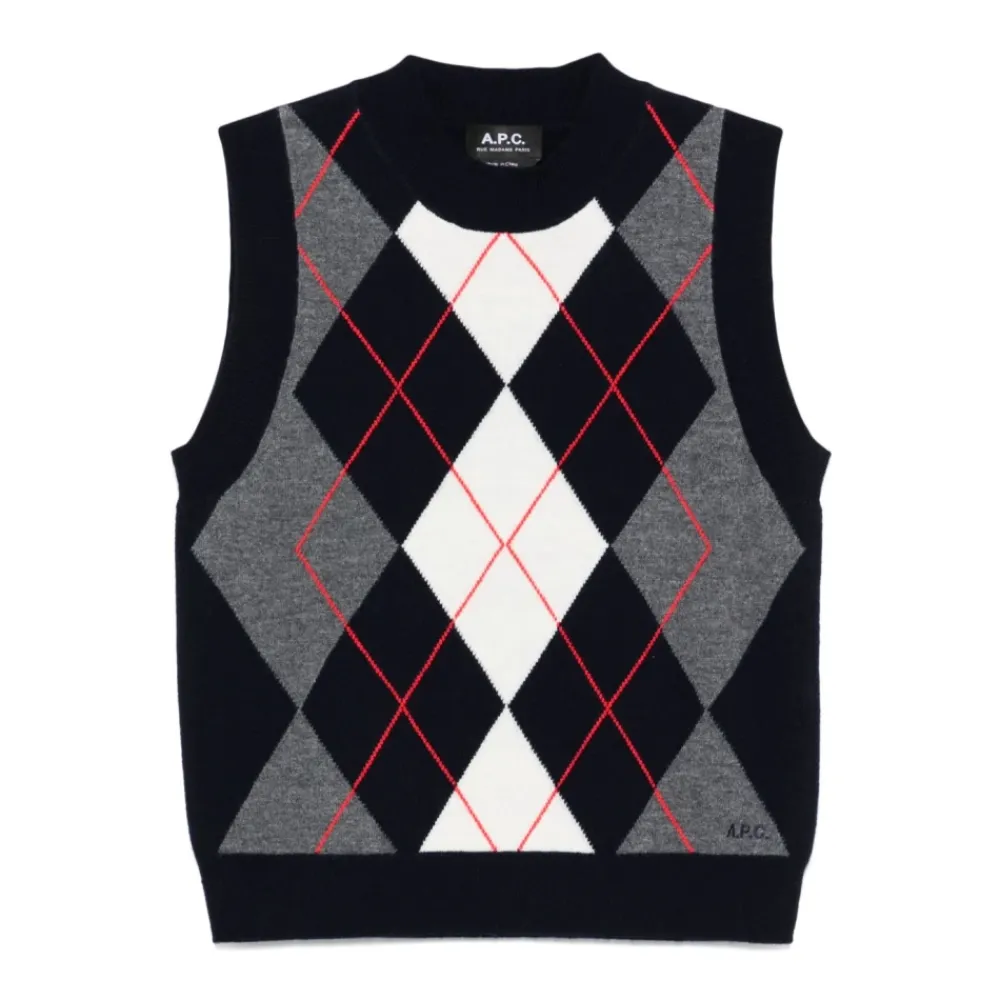 Striktrøjer & Sweatere^A.P.C. Blå Broderet Logo Crew Neck Sweater Multifarvet