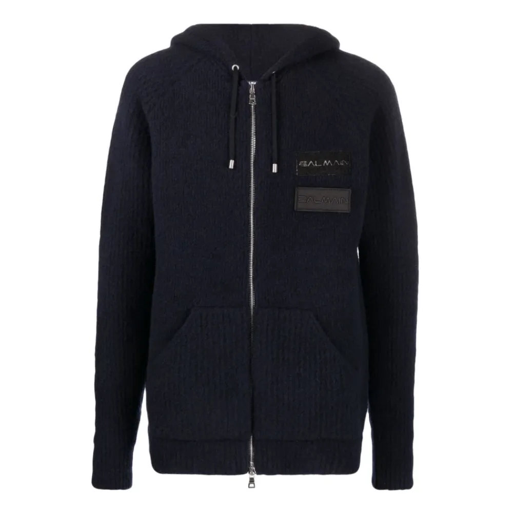 Trøjer<Balmain Cashmere Hættetrøje Blå