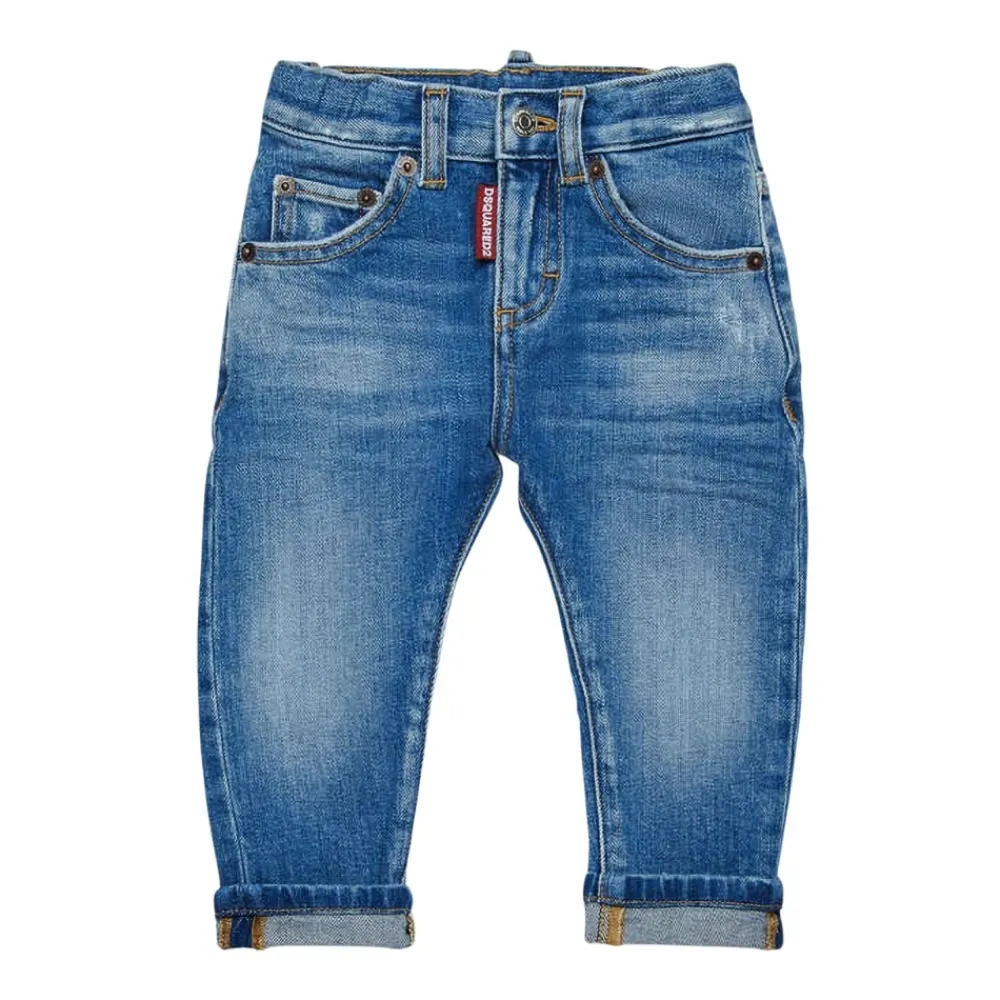 Underdele<Dsquared2 Denim Baby Jeans Trendy Stil Blå