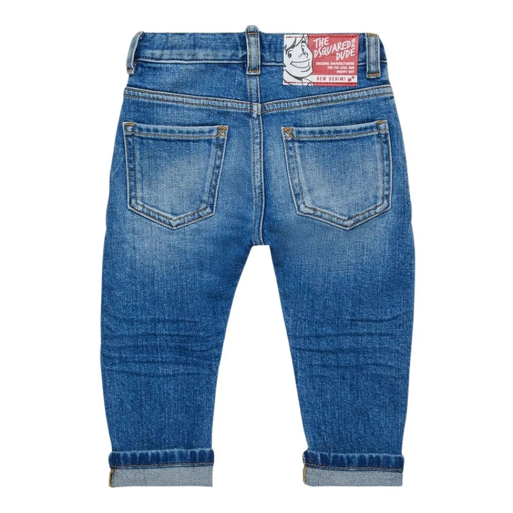 Underdele<Dsquared2 Denim Baby Jeans Trendy Stil Blå