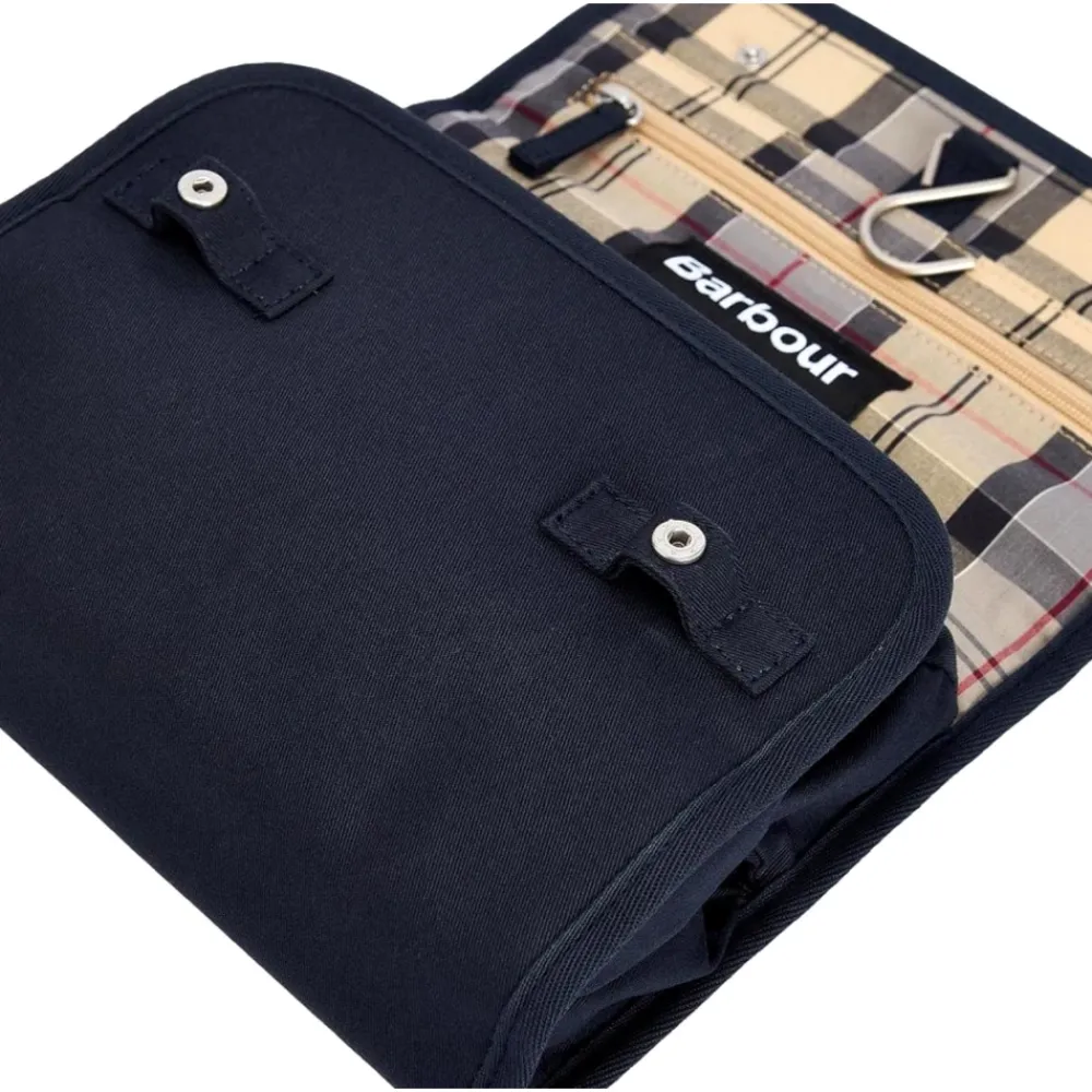 Clutch^Barbour Hængende Toilettaske med Tjekdetalje Blå