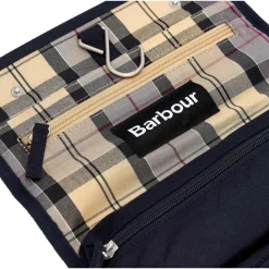 Clutch^Barbour Hængende Toilettaske med Tjekdetalje Blå